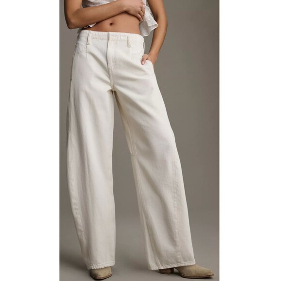Pilcro Denim - Anthropologie Pilcro Full-Length Relaxed Barrel Ivory Womens Jeans 28